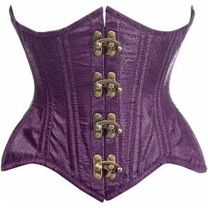 Daisy corsets Womens Top Drawer Double Steel Boned Plum Brocade Underbust - Lge